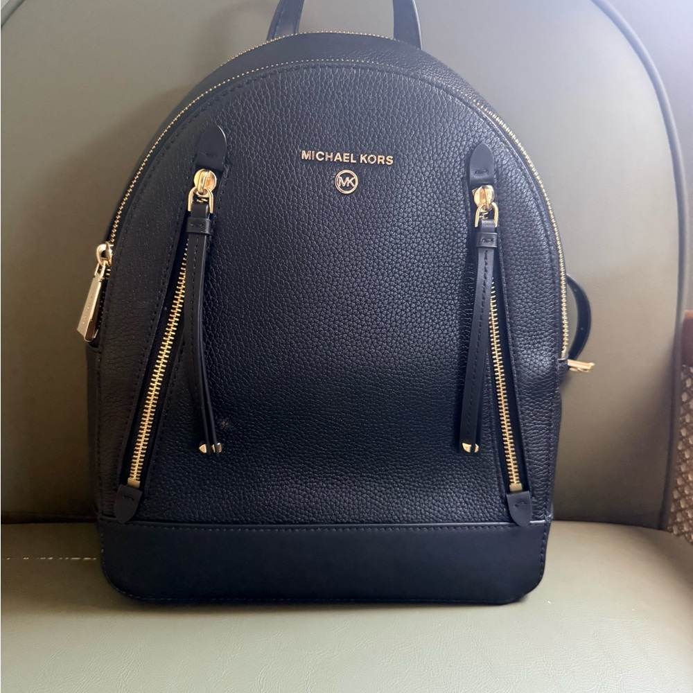 Michael Kors Black Backpack with Gold Accents